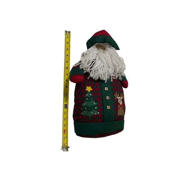 Handcrafted Vtg Christmas Santa Claus 17" Stuffed Fabric Figure Tree Reindeer - Picture 10 of 10